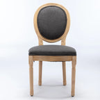 Sillas de comedor de madera maciza con tapizado de lino, juego de 2