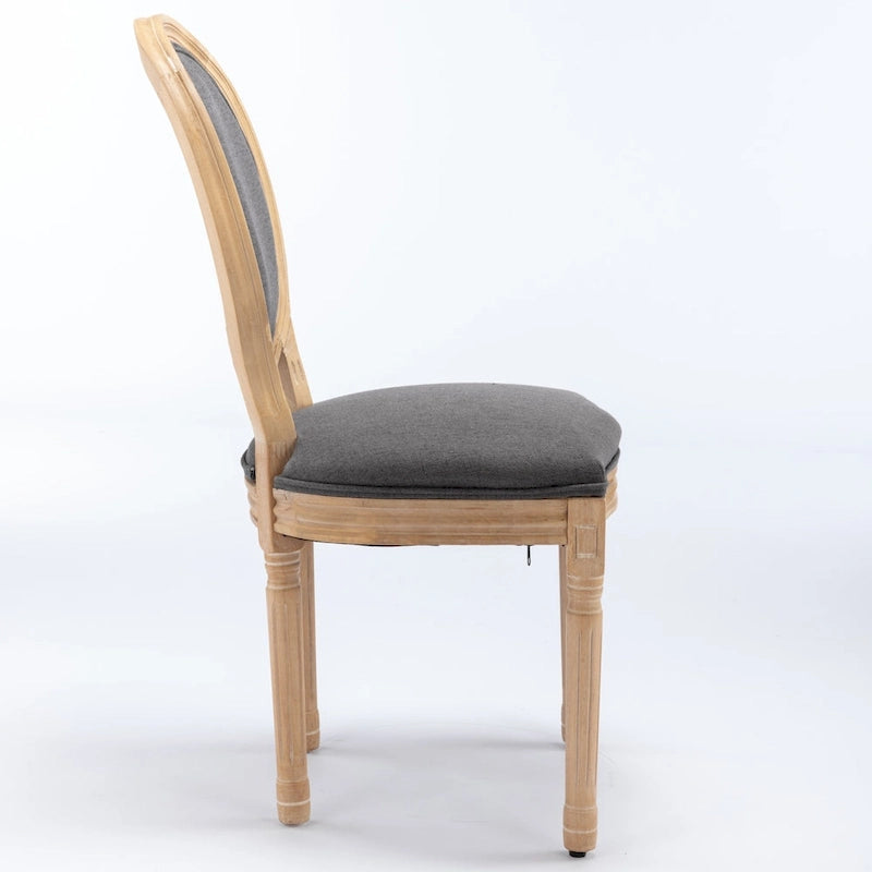 Sillas de comedor de madera maciza con tapizado de lino, juego de 2