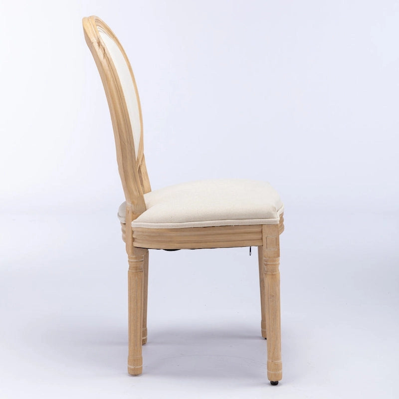 Sillas de comedor de madera maciza con tapizado de lino, juego de 2