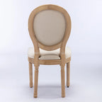 Sillas de comedor de madera maciza con tapizado de lino, juego de 2