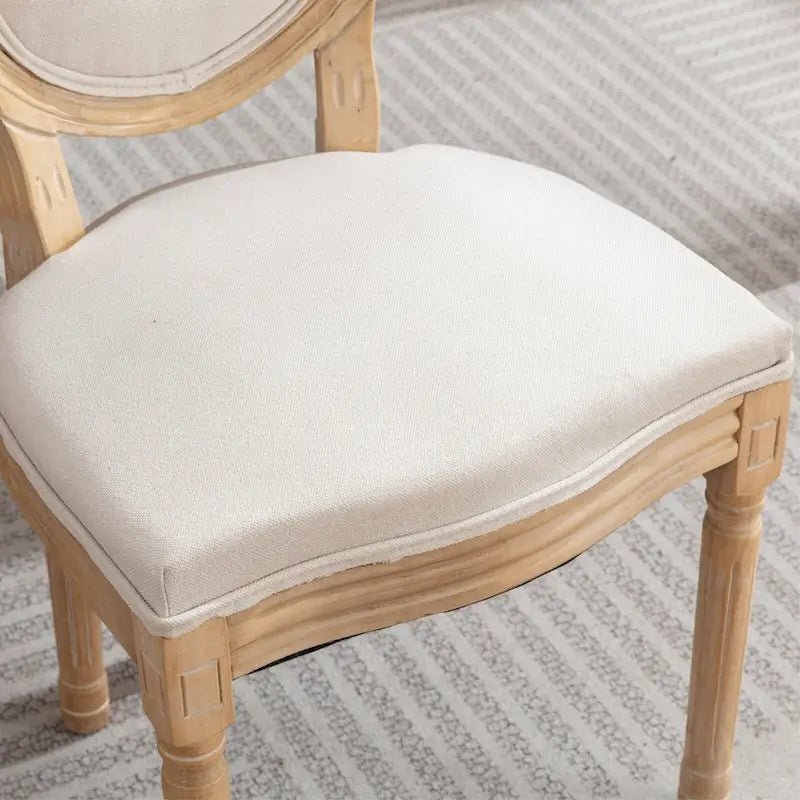 Sillas de comedor de madera maciza con tapizado de lino, juego de 2