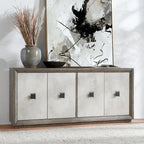 Aparador buffet gris envejecido de 80" con puertas laminadas de hormigón