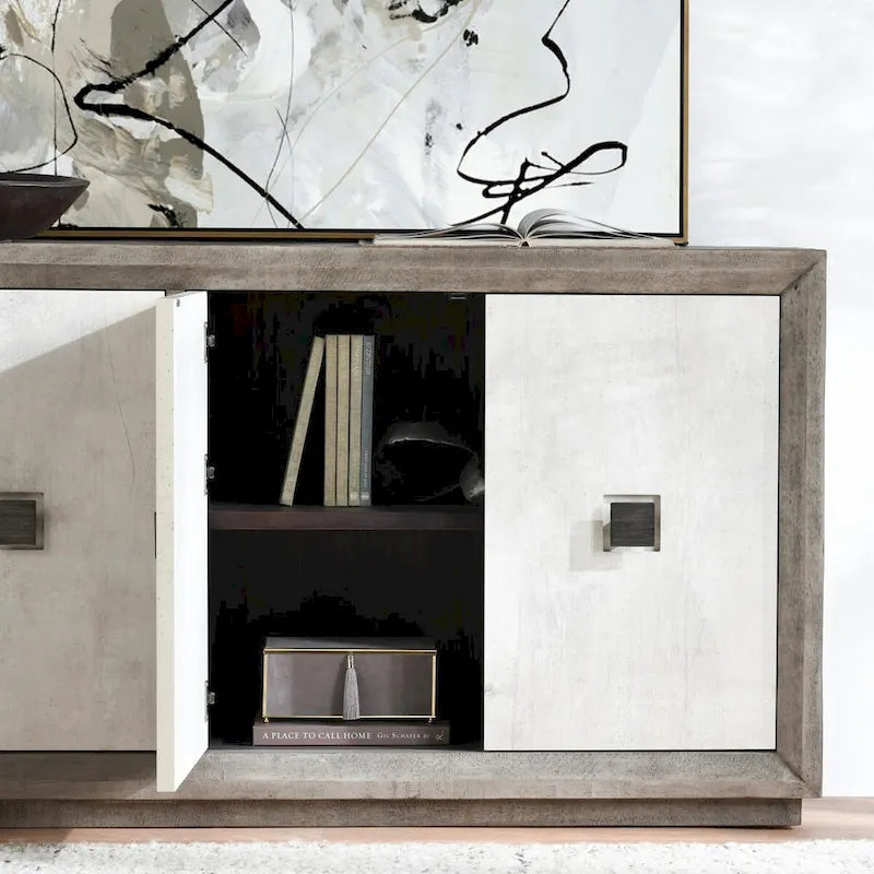 Aparador buffet gris envejecido de 80" con puertas laminadas de hormigón