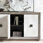 Aparador buffet gris envejecido de 80" con puertas laminadas de hormigón