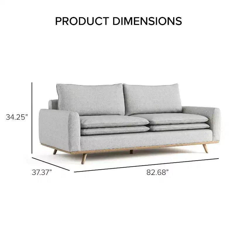 HOGARES: Interior + Exterior Sofá Gubera de 82" estilo Mid-Century con Tapicería de Mezcla de Algodón y Lino y Cojines de Mezcla de Plumas