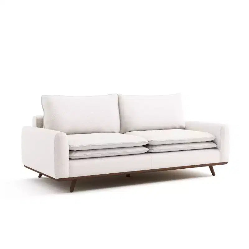 HOGARES: Interior + Exterior Sofá Gubera de 82" estilo Mid-Century con Tapicería de Mezcla de Algodón y Lino y Cojines de Mezcla de Plumas