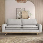 HOGARES: Interior + Exterior Sofá Gubera de 82" estilo Mid-Century con Tapicería de Mezcla de Algodón y Lino y Cojines de Mezcla de Plumas