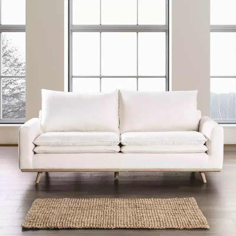 HOGARES: Interior + Exterior Sofá Gubera de 82" estilo Mid-Century con Tapicería de Mezcla de Algodón y Lino y Cojines de Mezcla de Plumas