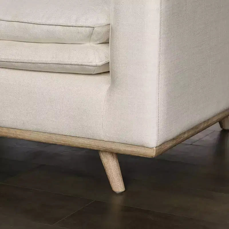 HOGARES: Interior + Exterior Sofá Gubera de 82" estilo Mid-Century con Tapicería de Mezcla de Algodón y Lino y Cojines de Mezcla de Plumas