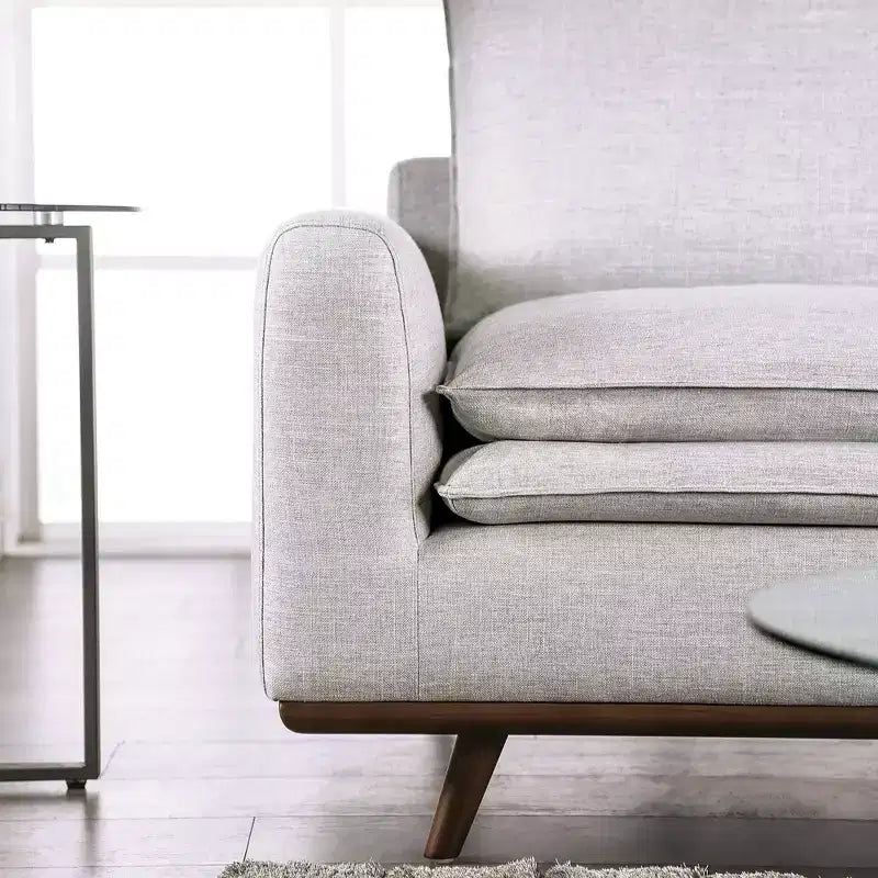 HOGARES: Interior + Exterior Sofá Gubera de 82" estilo Mid-Century con Tapicería de Mezcla de Algodón y Lino y Cojines de Mezcla de Plumas