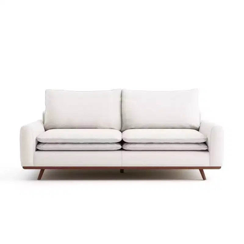 HOGARES: Interior + Exterior Sofá Gubera de 82" estilo Mid-Century con Tapicería de Mezcla de Algodón y Lino y Cojines de Mezcla de Plumas