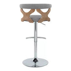 LumiSource Set de 2 taburetes de bar ajustables Gardenia Chrome Fabric