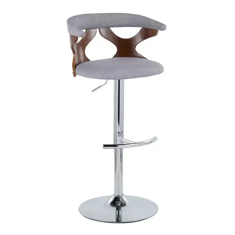 LumiSource Set de 2 taburetes de bar ajustables Gardenia Chrome Fabric