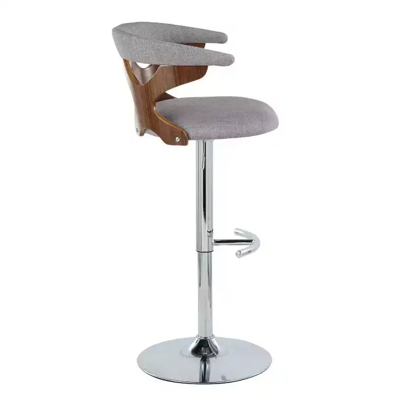 LumiSource Set de 2 taburetes de bar ajustables Gardenia Chrome Fabric