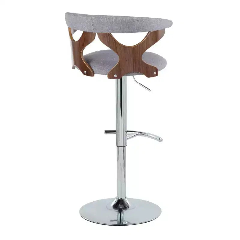 LumiSource Set de 2 taburetes de bar ajustables Gardenia Chrome Fabric