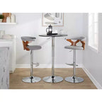 LumiSource Set de 2 taburetes de bar ajustables Gardenia Chrome Fabric