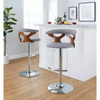 LumiSource Set de 2 taburetes de bar ajustables Gardenia Chrome Fabric