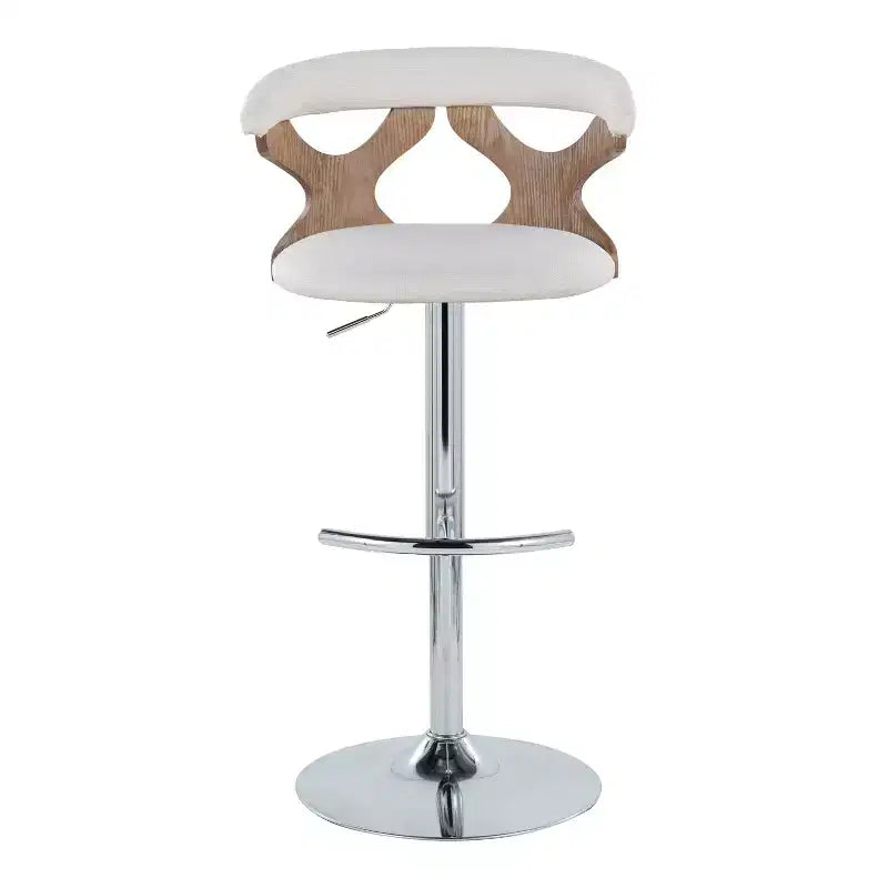 LumiSource Set de 2 taburetes de bar ajustables Gardenia Chrome Fabric