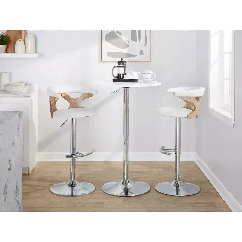 LumiSource Set de 2 taburetes de bar ajustables Gardenia Chrome Fabric