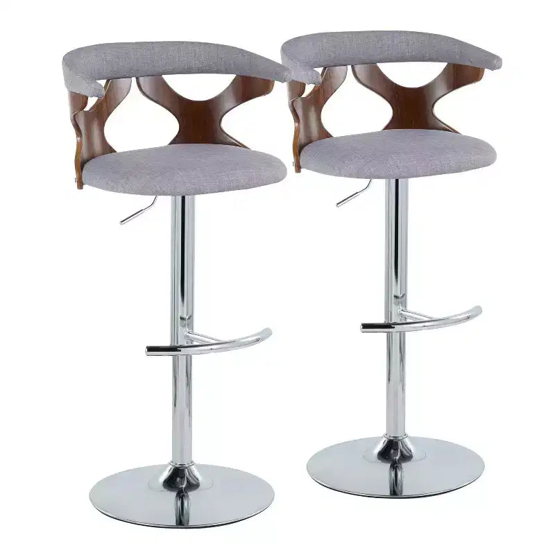 LumiSource Set de 2 taburetes de bar ajustables Gardenia Chrome Fabric