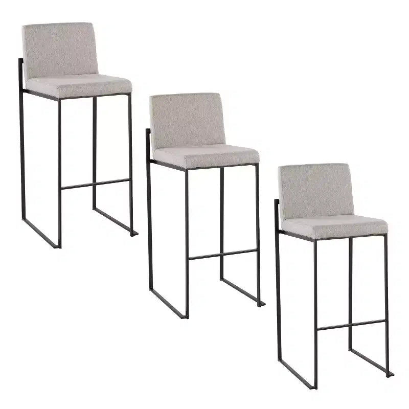 LumiSource Juego de 3 taburetes de bar altos de tela Fuji