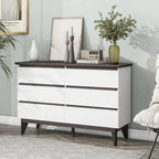 Cómoda de 6 cajones con cajones anchos - Cajonera de almacenamiento de madera para dormitorio, sala de estar y pasillo