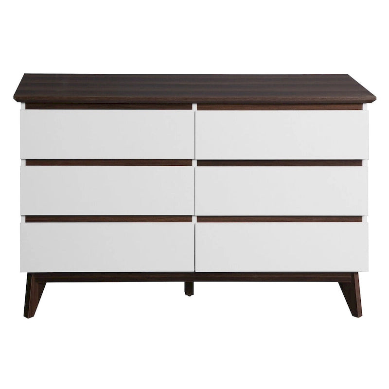 Cómoda de 6 cajones con cajones anchos - Cajonera de almacenamiento de madera para dormitorio, sala de estar y pasillo