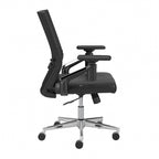 Sillón de oficina de piel sintética con respaldo medio, altura y reposabrazos ajustables