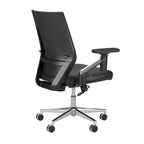 Sillón de oficina de piel sintética con respaldo medio, altura y reposabrazos ajustables