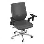 Sillón de oficina de piel sintética con respaldo medio, altura y reposabrazos ajustables
