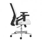 Sillón de oficina de piel sintética con respaldo medio, altura y reposabrazos ajustables