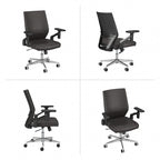 Sillón de oficina de piel sintética con respaldo medio, altura y reposabrazos ajustables
